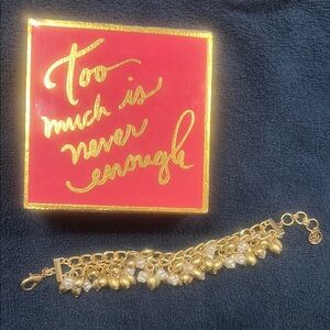 Lilly Pulitzer Elegant Gold and Pearl Bracelet and Jewery Box